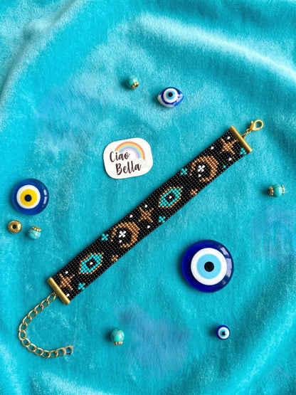Protect My Peace Handmade Beaded Evil Eye Bracelet
