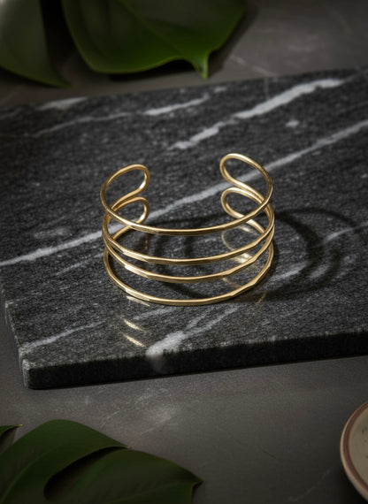 Alina Stripes Brass Cuff Bracelet