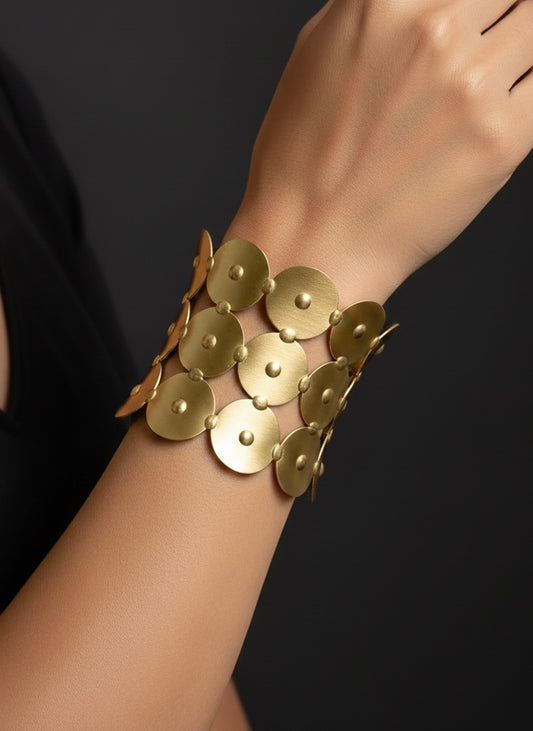 Luna Coin Brass Cuff Bracelet