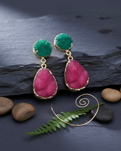 Geometric Alloy Resin Earrings