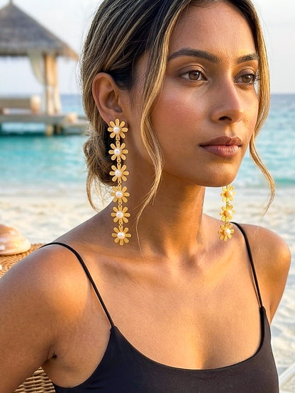 Pearl Petals Handmade Brass Earrings