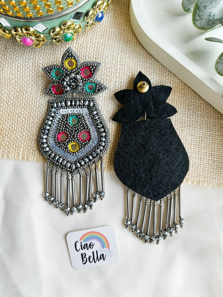PhoolRaag Mirror Handmade Beaded Earrings