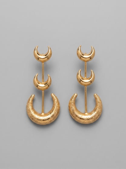 Crescent Moon Handmade Brass Earrings