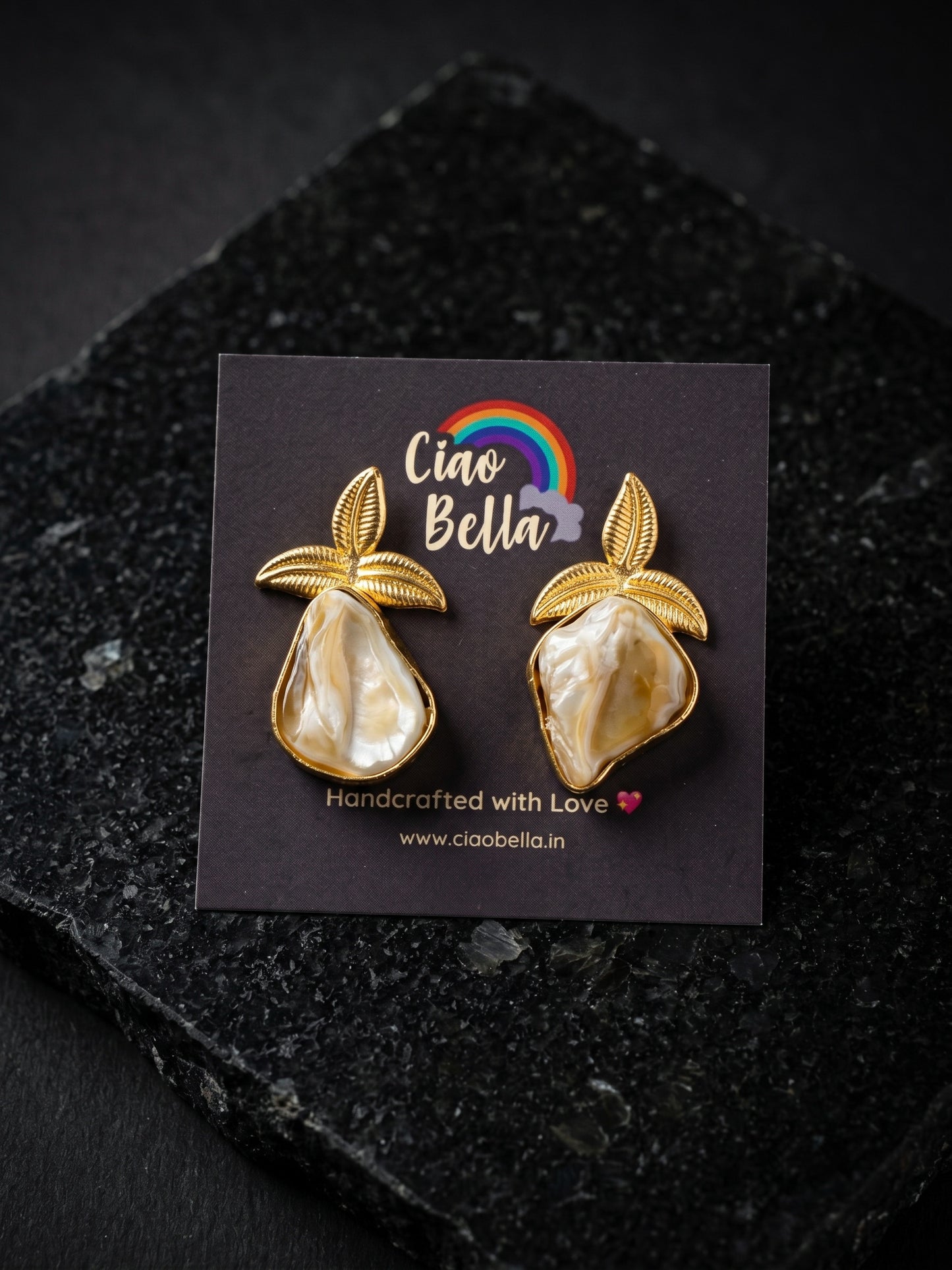 Paloma Mother of Pearl Handmade Brass Earrings