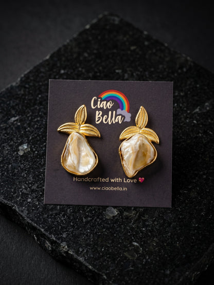 Paloma Mother of Pearl Handmade Brass Earrings