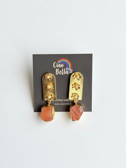 Flora Royale – Coral Handmade Brass Earrings