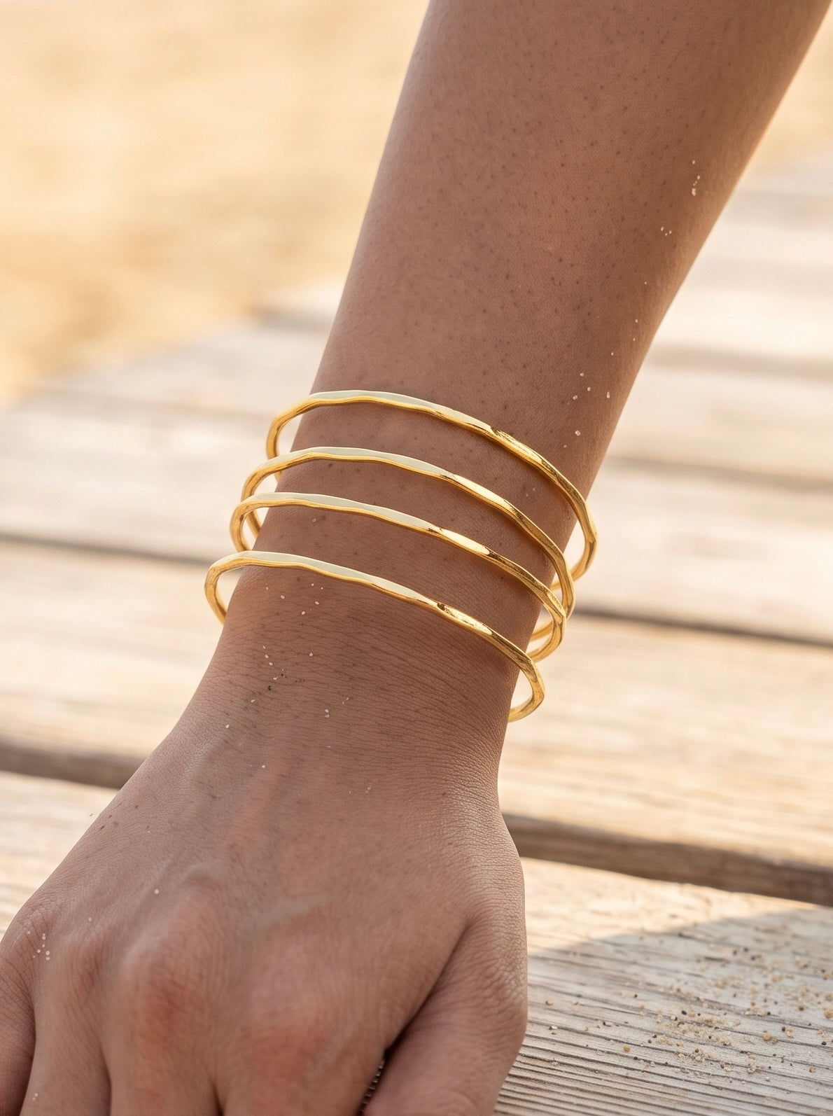 Alina Stripes Brass Cuff Bracelet