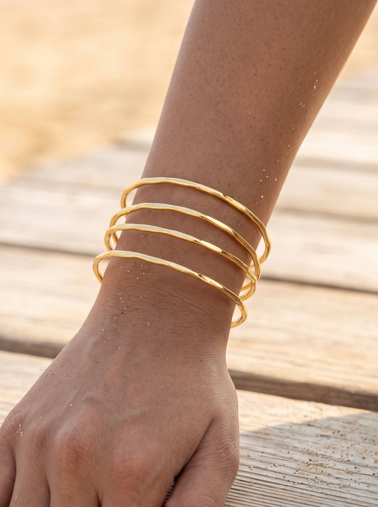 Alina Stripes Brass Cuff Bracelet