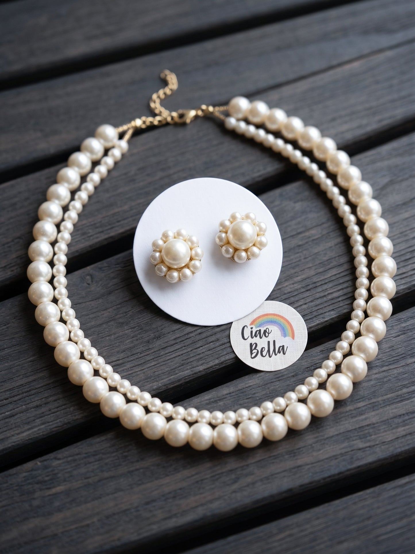 Mira Pearl Handmade Necklace + Stud Earrings Set