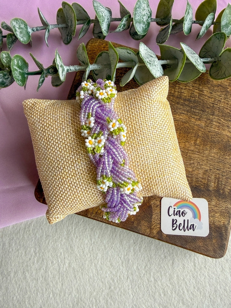 Luxe Flora Lilac Handmade Beaded Bracelet