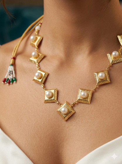 Suhana Pearl Handmade Brass Necklace Set