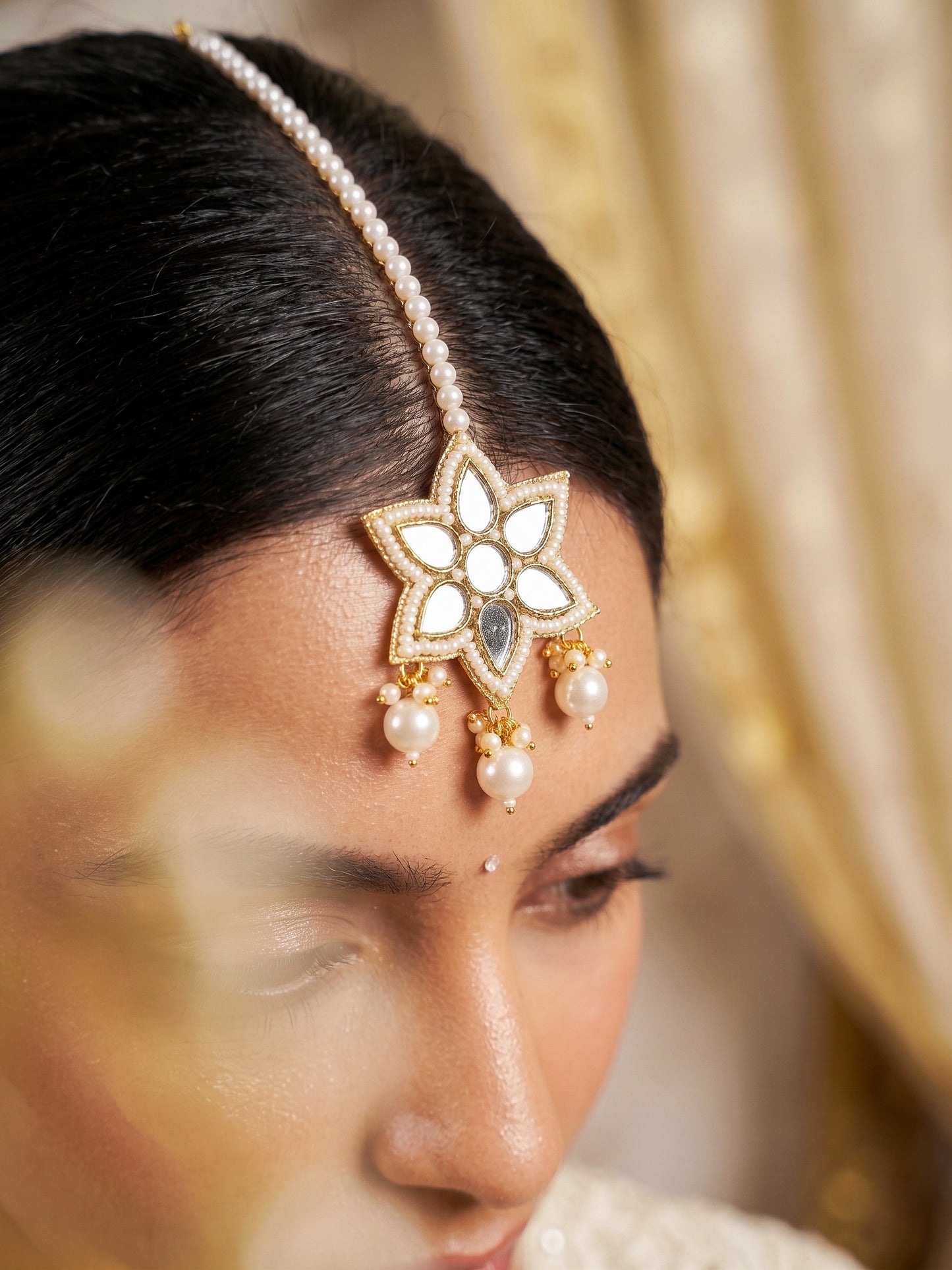 Noor Mirror Handmade Beaded Maangtika