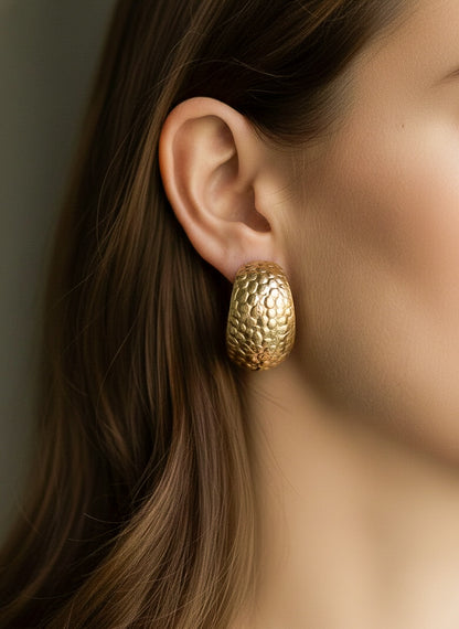 Textured Hoop Handmade Brass Earrings