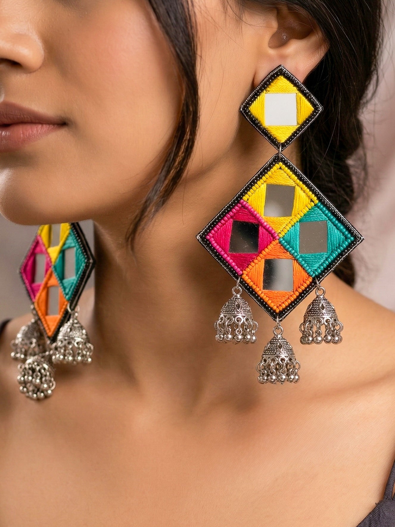 Ranjhana Handmade Beaded Jhumka Earrings