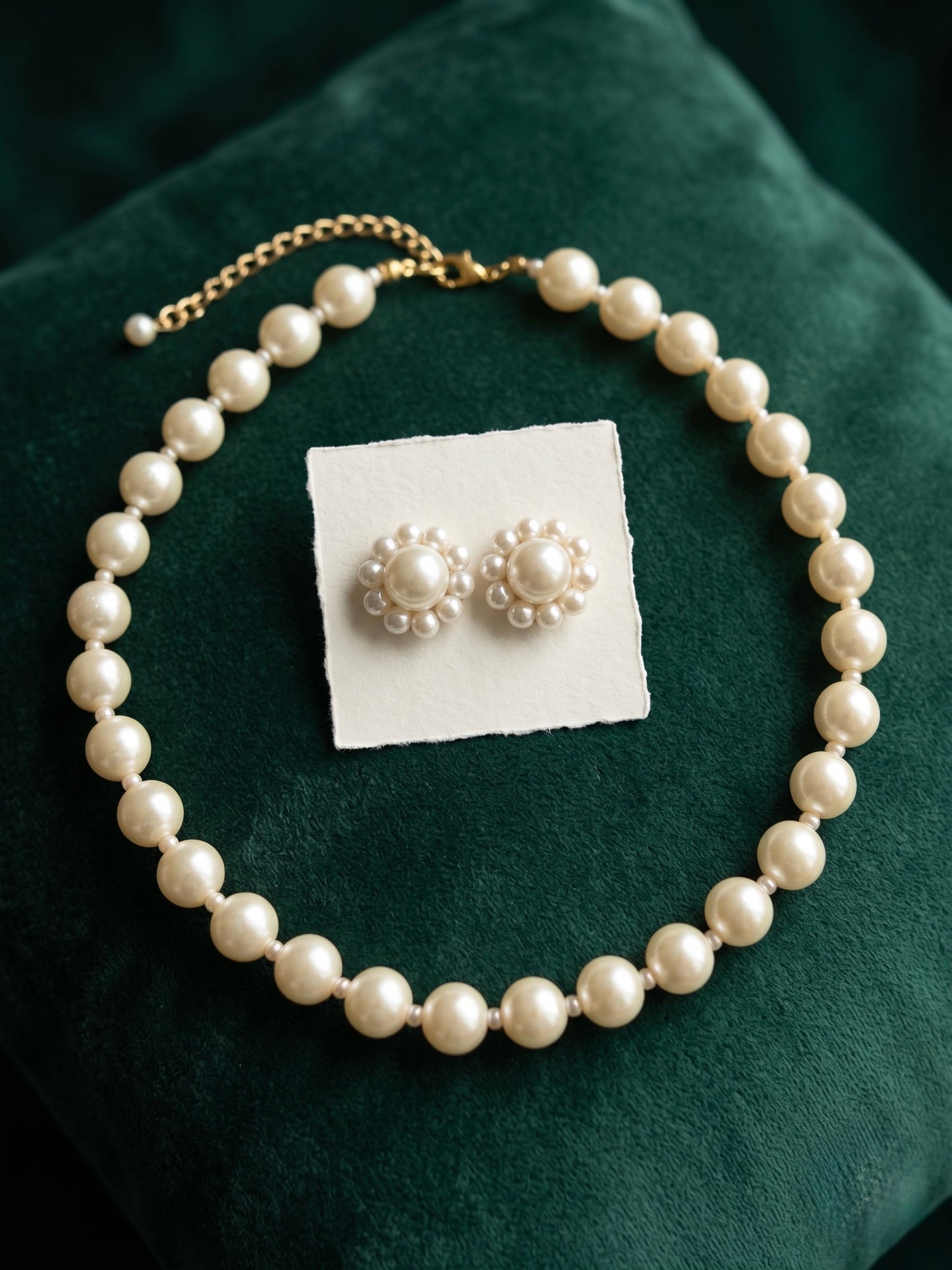 Pearl Bloom Handmade Necklace + Stud Earrings Set
