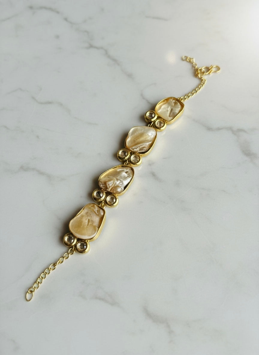 Baroque Pearl Kundan Handmade Brass Bracelet