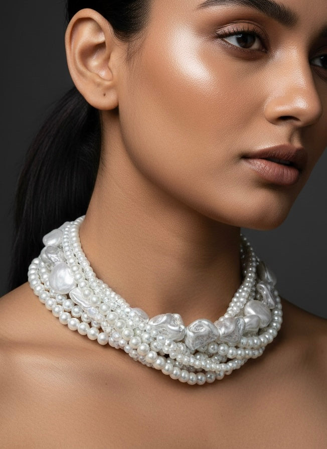 Celeste Pearl Handmade Necklace - White