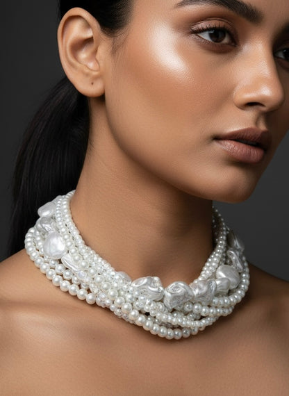 Celeste Pearl Handmade Necklace - White