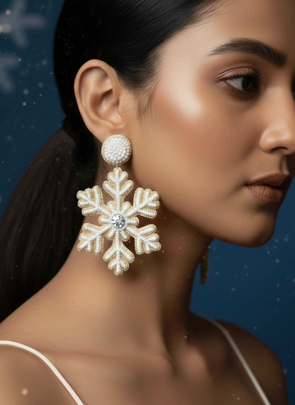 Stella Snowflake Handmade Beaded Earrings