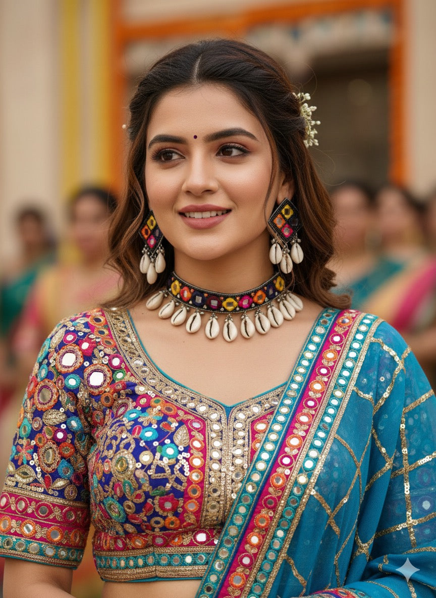 Navrang Handmade Beaded Necklace & Earrings Set