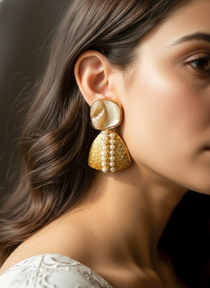 Tara Pearl Handmade Brass Earrings