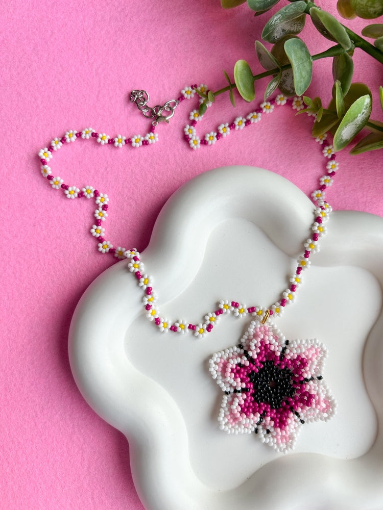 Blossoming Flower Handmade Beaded Necklace