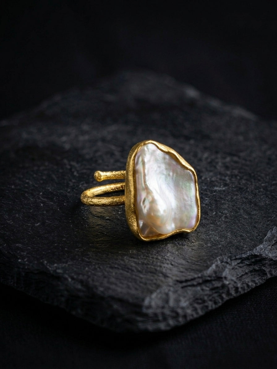 Mother of Pearl Handmade Brass Ring