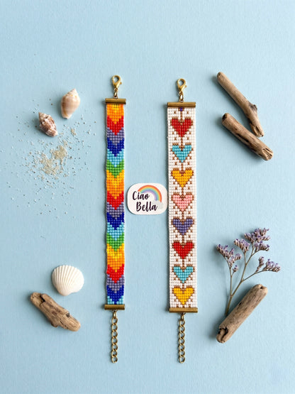 Happy Vibes Rainbow Stack Handmade Beaded Bracelet
