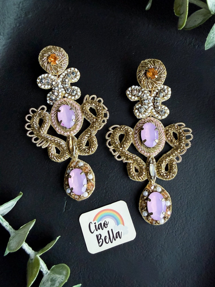 Aashna Blush Pink Handmade Beaded Statement Earrings