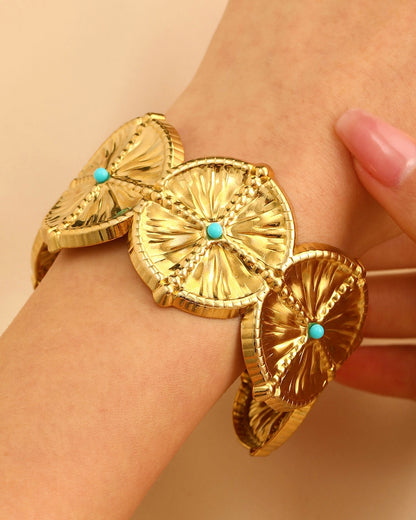 Ferozet 304 Stainless Steel 18k Real Gold Plated Cuff Bracelet