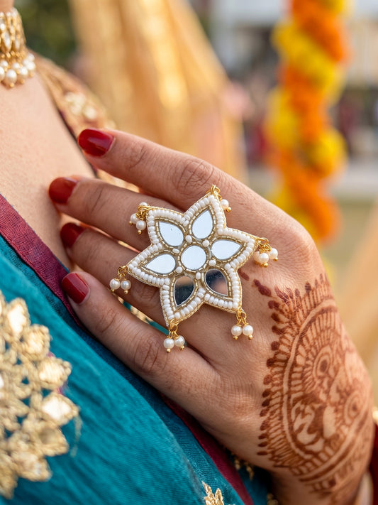 Noor Mirror Handmade Beaded Ring