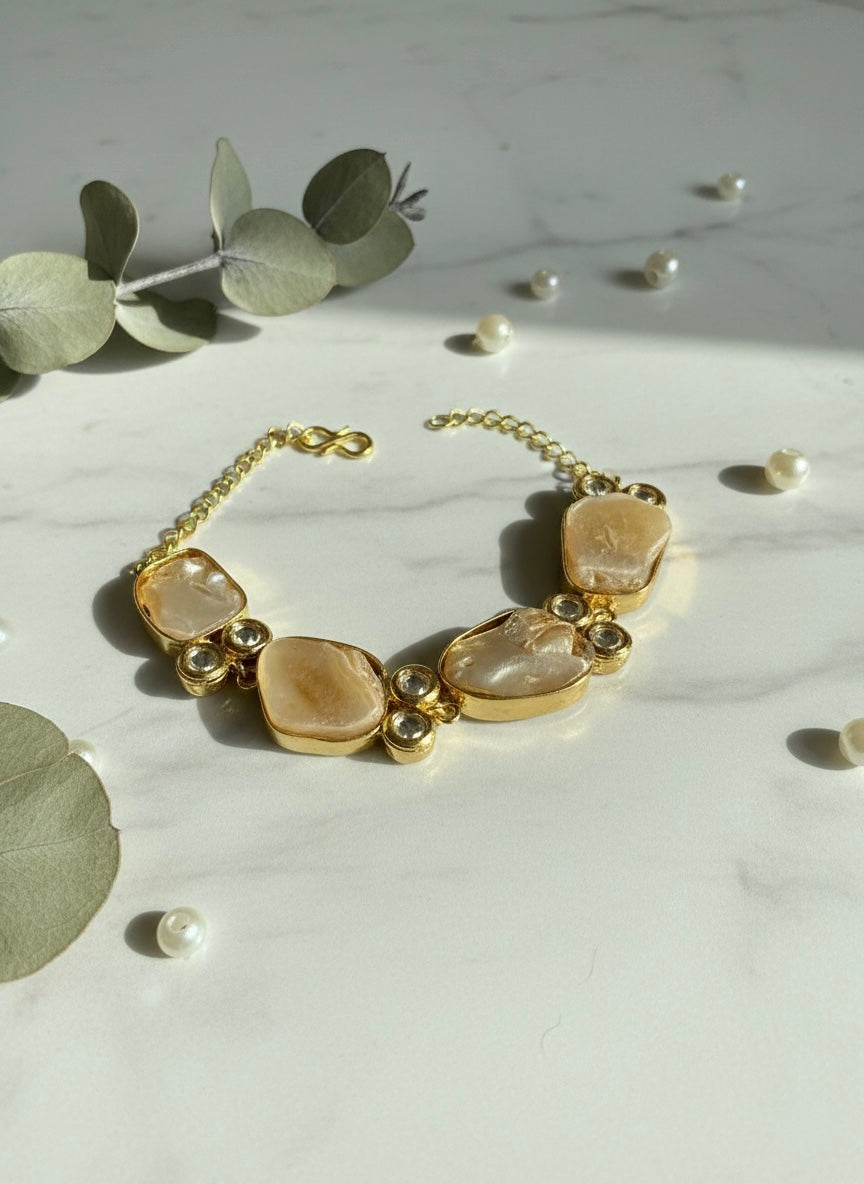 Baroque Pearl Kundan Handmade Brass Bracelet