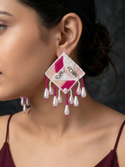 Pink Perfect Glamour Handmade Beaded Earrings