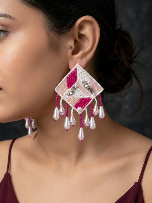 Pink Perfect Glamour Handmade Beaded Earrings