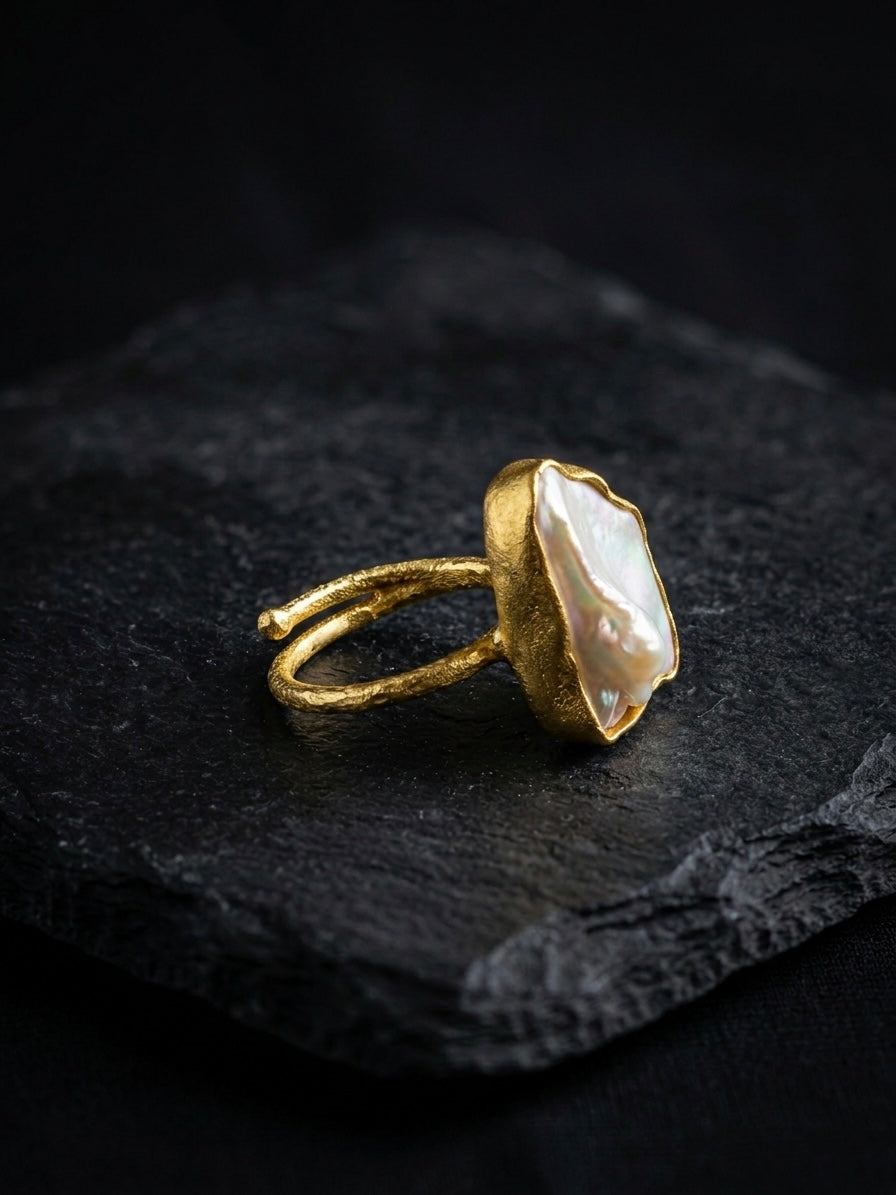Mother of Pearl Handmade Brass Ring