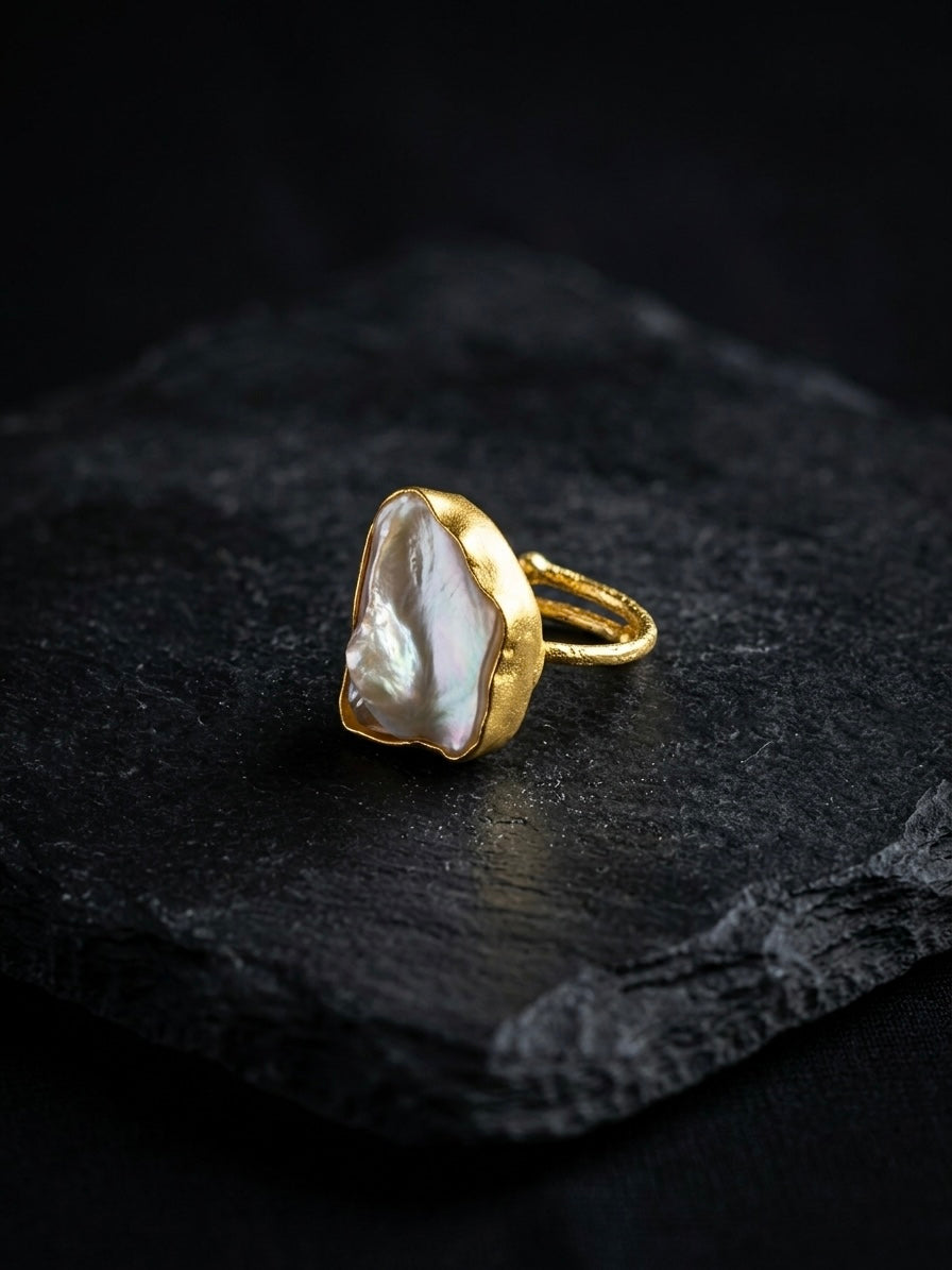 Mother of Pearl Handmade Brass Ring