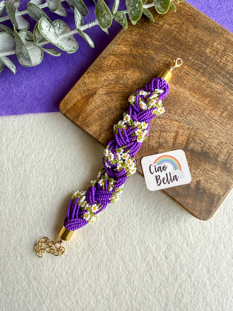 Luxe Flora Purple Handmade Beaded Bracelet