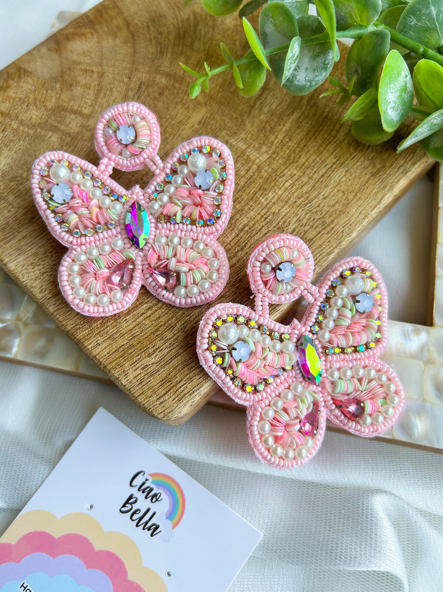 Bubblegum Wings Handmade Beaded Butterfly Earrings