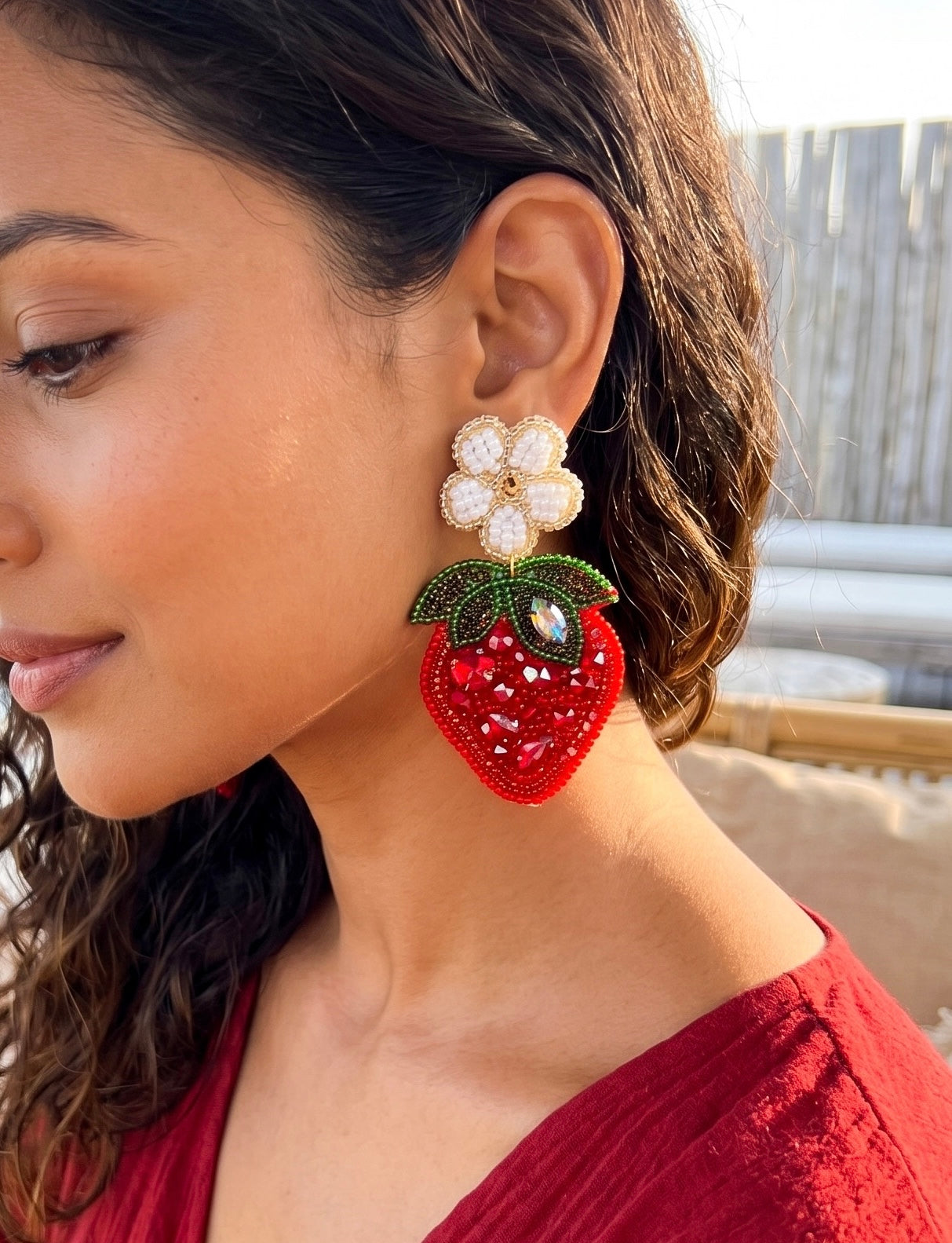 Strawberry Love Handmade Beaded Earrings