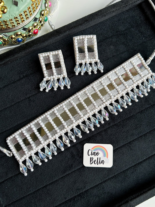 Sitara Silver Handmade Beaded Necklace & Earrings Set