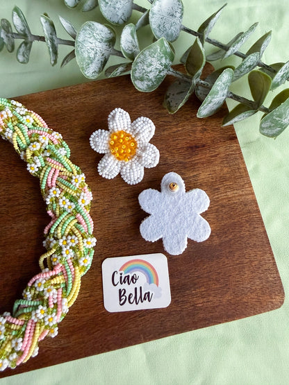 Luxe Flora Green Pink Yellow Handmade Beaded Necklace + Earrings Set