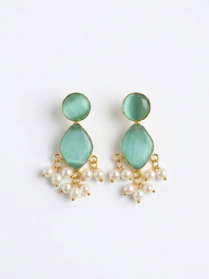 Gem Drop – Teal Handmade Brass Earrings