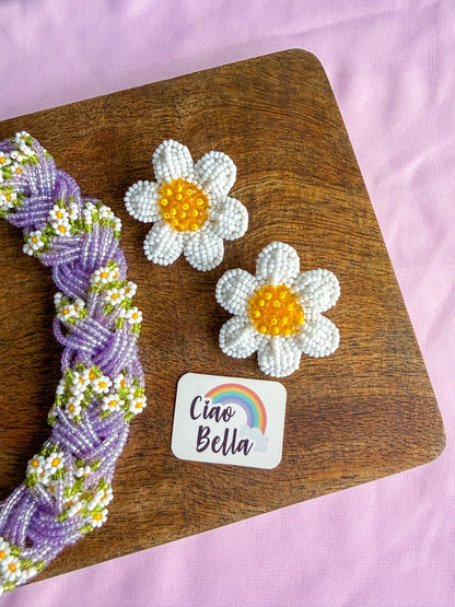 Luxe Flora Lilac Handmade Beaded Necklace + Earrings Set