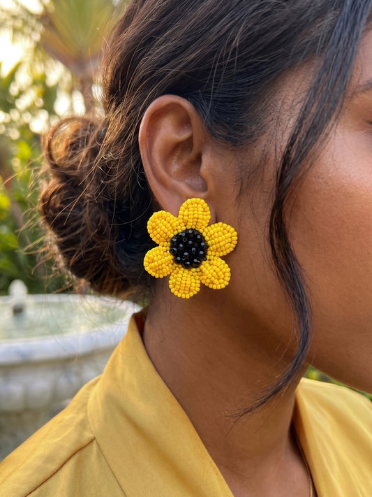 Sunflower Stud Handmade Beaded Flower Earrings
