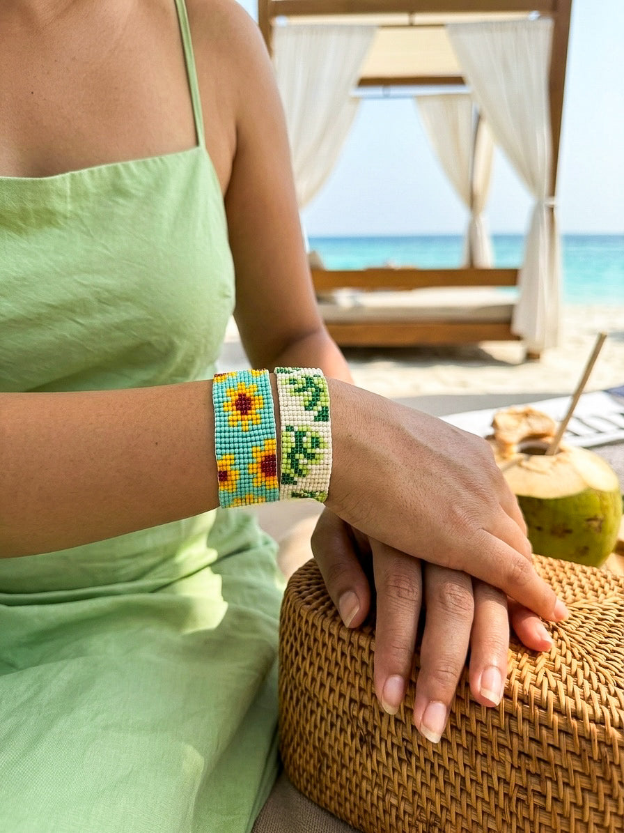 Golden Palm Stack Handmade Beaded Bracelet