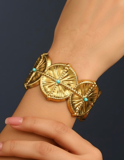 Ferozet 304 Stainless Steel 18k Real Gold Plated Cuff Bracelet