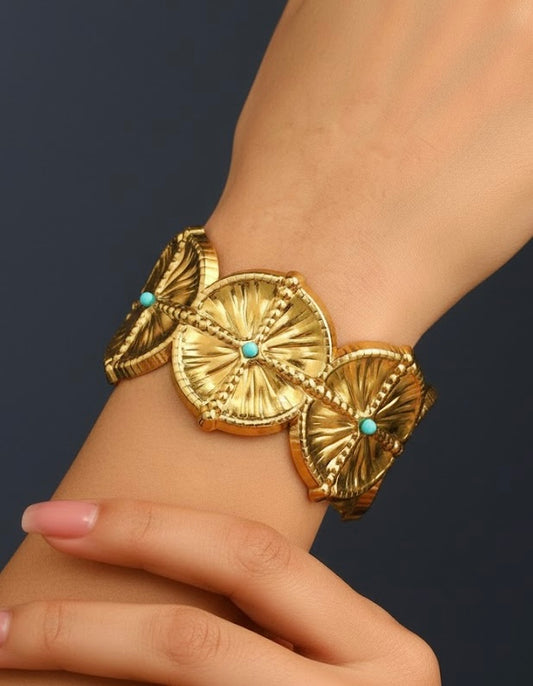 Ferozet 304 Stainless Steel 18k Real Gold Plated Cuff Bracelet