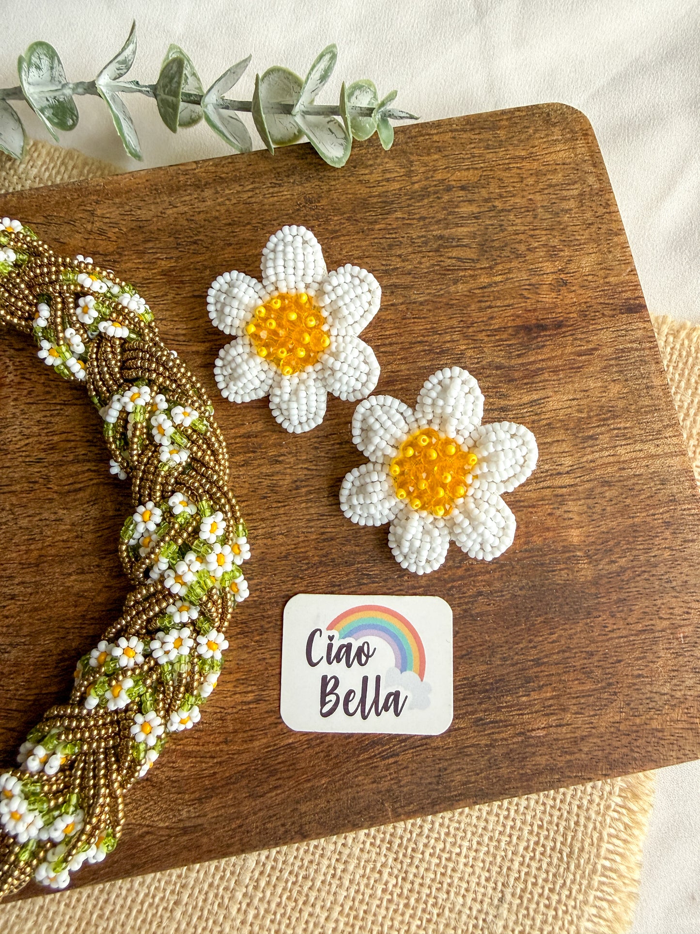 Luxe Flora Antique Brown Gold Handmade Beaded Necklace + Earrings Set