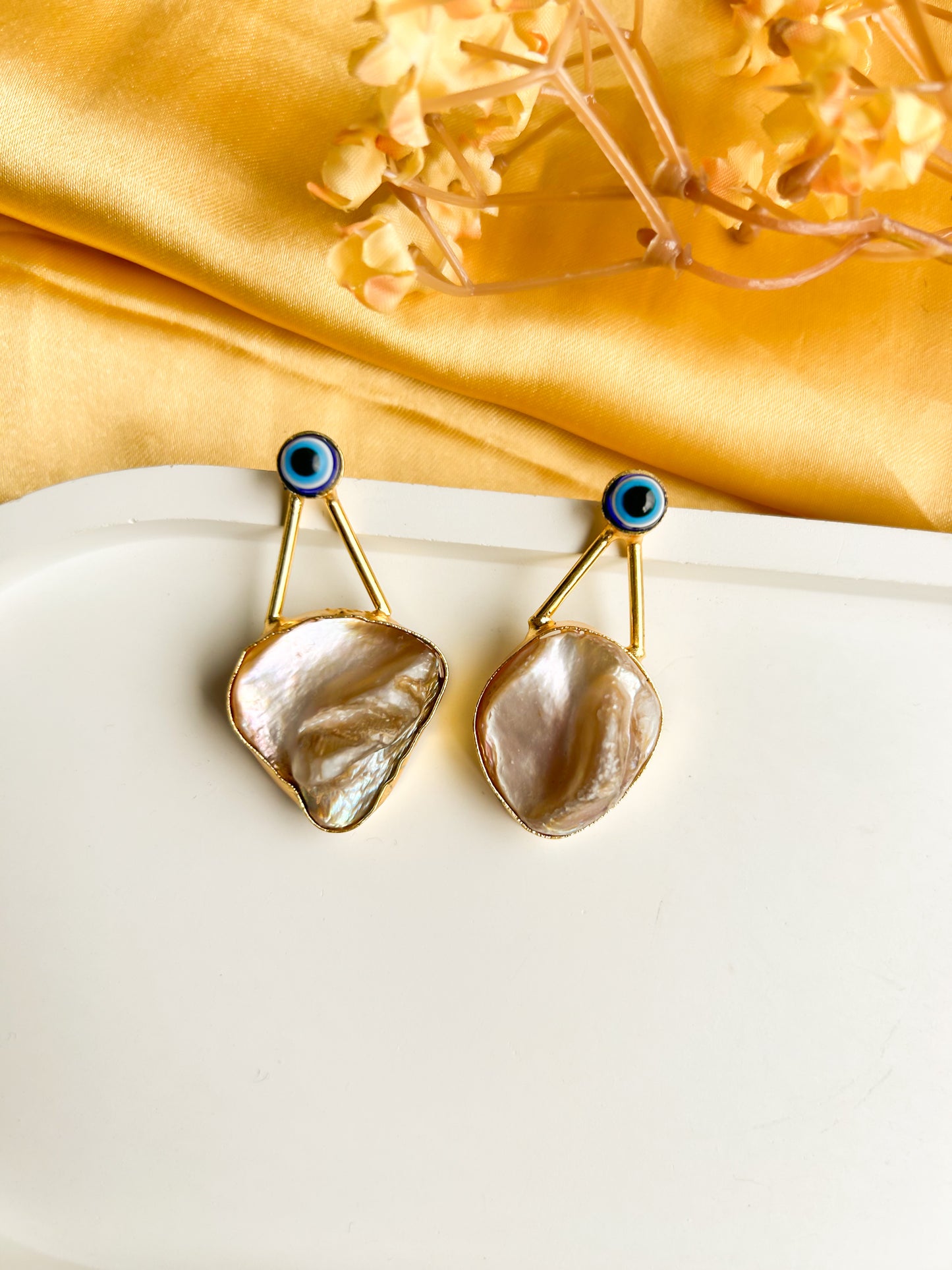 Claire Evil Eye Brass Earrings