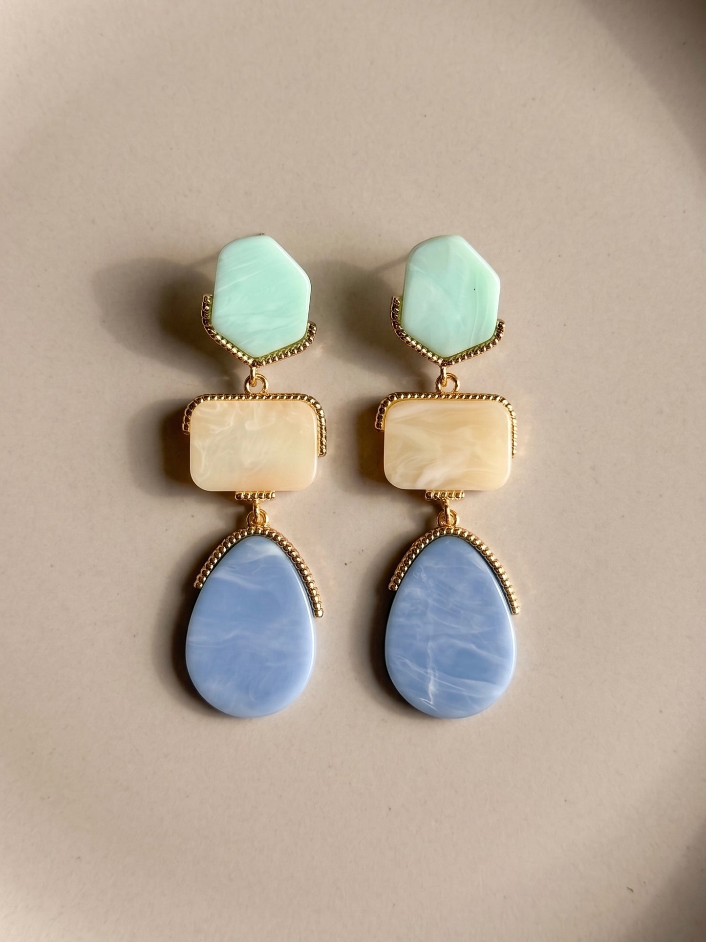 Oceane Blue Resin Drops Statement Earrings
